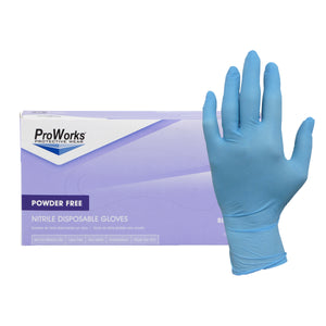 ProWorks Powder Free Blue Nitrile Gloves (3 mil) | Industrial Grade | Case of 1000