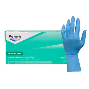 ProWorks Powder Free Blue Nitrile Gloves w/ Extended Cuff (8 mil) | Exam Grade | Case of 500