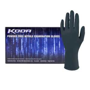 Koda Powder Free Black Nitrile Gloves (5.5 mil) | Exam Grade | Case of 1000