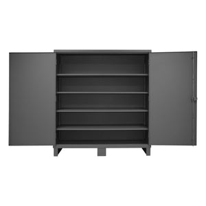 Durham Extra Heavy Duty Cabinet, 12 Gauge, 72 x 24 x 78, 4 Adjustable Shelves, Recessed Doors, Cast Iron Pad-lockable Handle, Gray