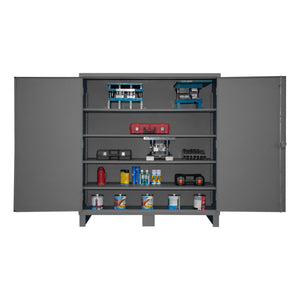 Durham Extra Heavy Duty Cabinet, 12 Gauge, 72 x 24 x 78, 4 Adjustable Shelves, Recessed Doors, Cast Iron Pad-lockable Handle, Gray