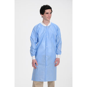 (10/Pack) Valumax Heavy Weight Knee Length Disposable Lab Coats w/ No Pockets