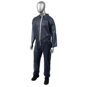 (25/Case) AmbiShield Blue Polypropylene Disposable Coveralls, Zipper Front, Open Wrists & Ankles