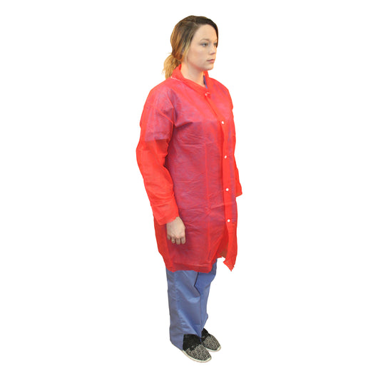 red lab coats for women